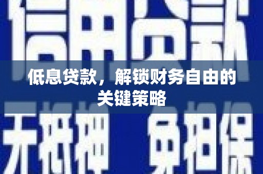 宁陵低息贷款，解锁财务自由的关键策略