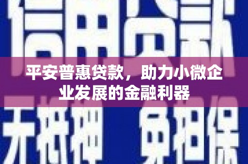 宁陵平安普惠贷款，助力小微企业发展的金融利器