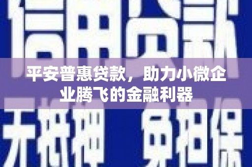 宁陵平安普惠贷款，助力小微企业腾飞的金融利器