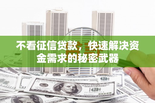 宁陵不看征信贷款，快速解决资金需求的秘密武器