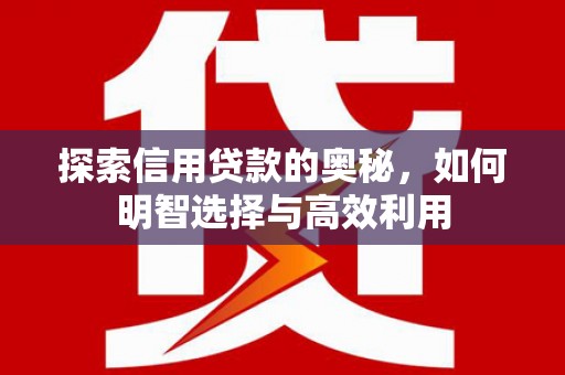 宁陵探索信用贷款的奥秘，如何明智选择与高效利用
